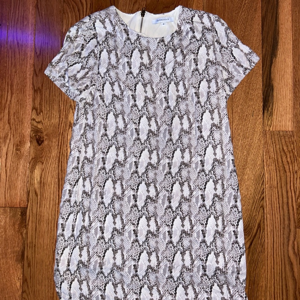 Olivaceous Monochrome Snakeskin Dress